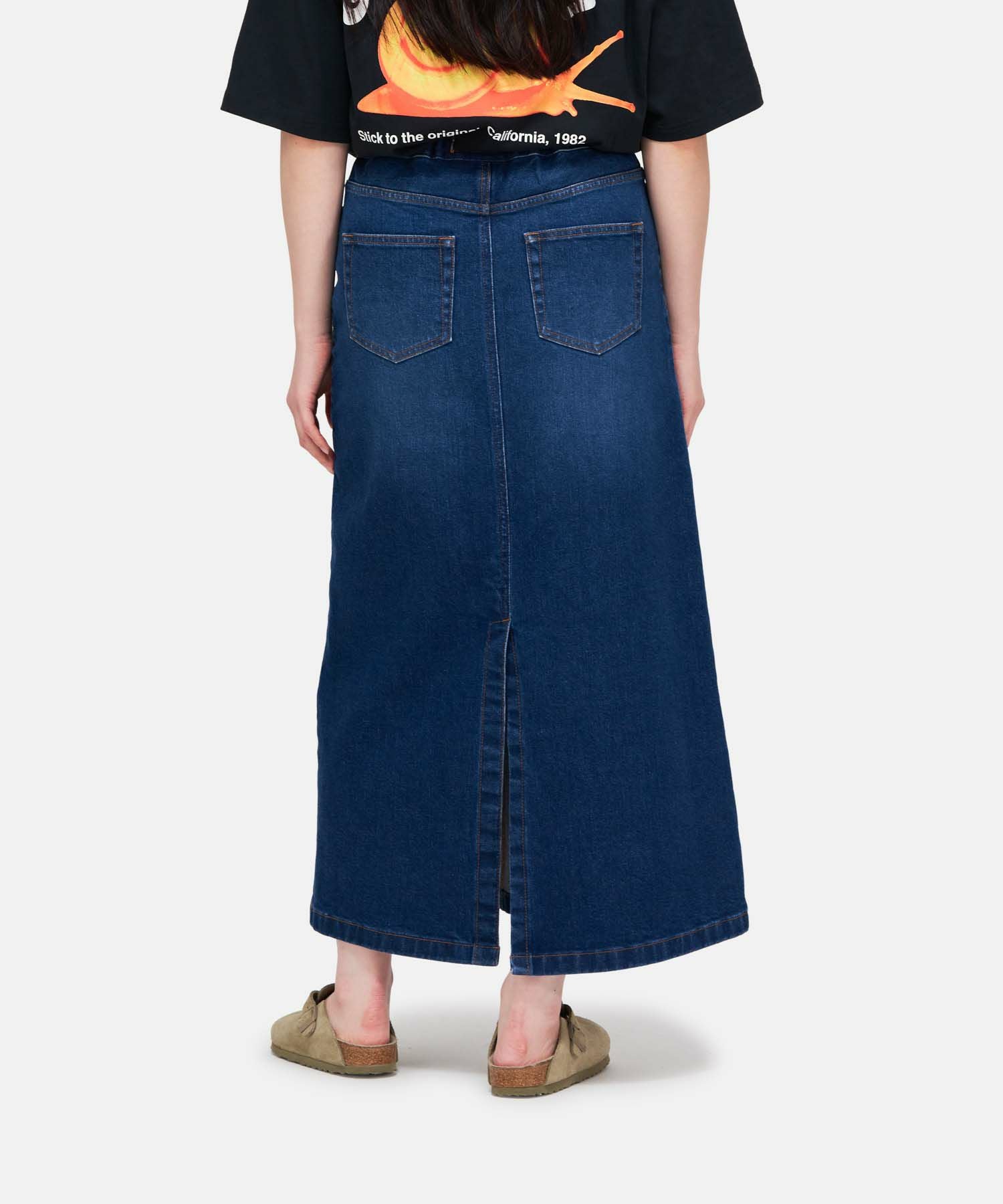 ミルクDENIM DUNGAREE×グラミチコラボラクガキスカート ストレッチデニムAラインスカート｜STRETCH DENIM A-LINE SKIRT